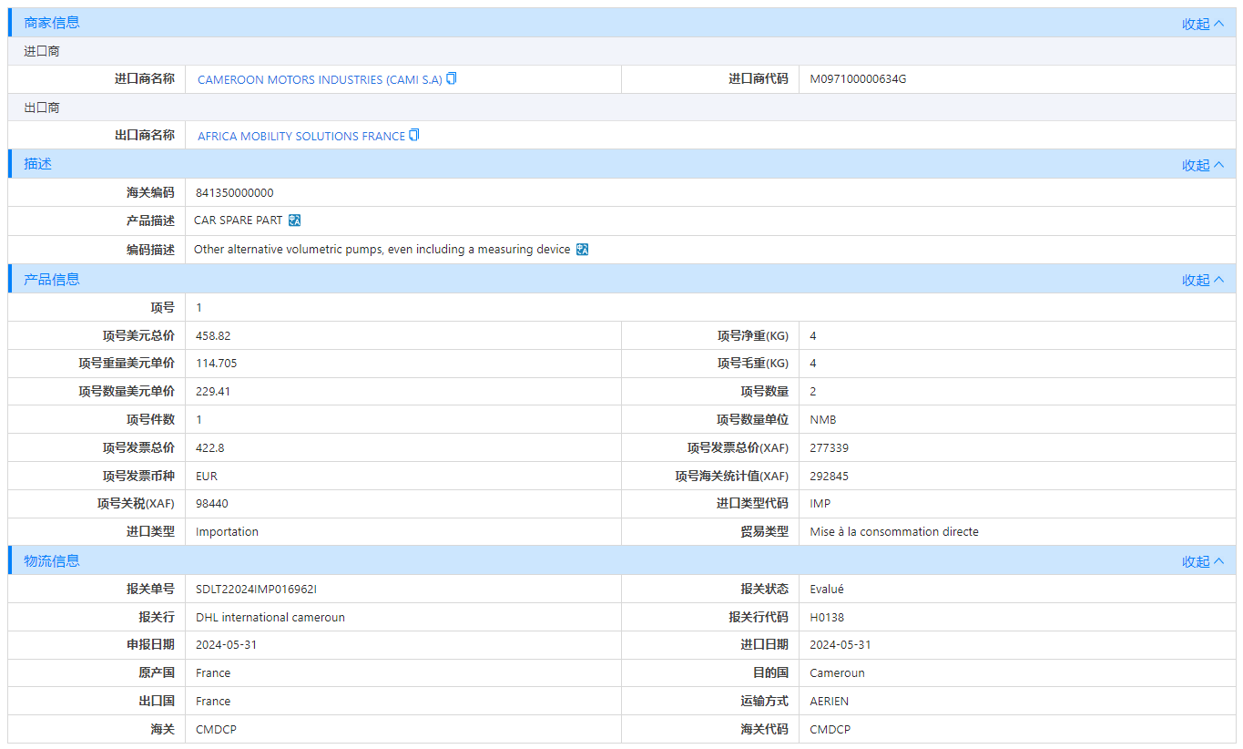 喀麦隆海关数据,海关数据,凯发K8海关数据